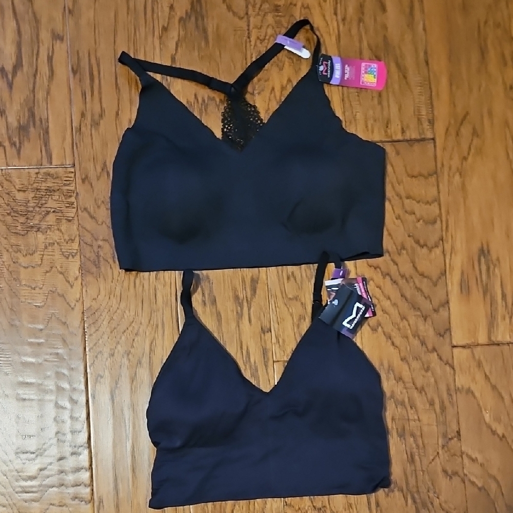 Two Maidenform Wireless Black Supportive Bras  2x